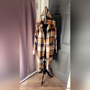 Plaid Hooded Women's Coat